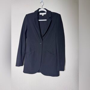 Boston Proper Black Blazer Jacket One Button & No Button Sleeves Size Small